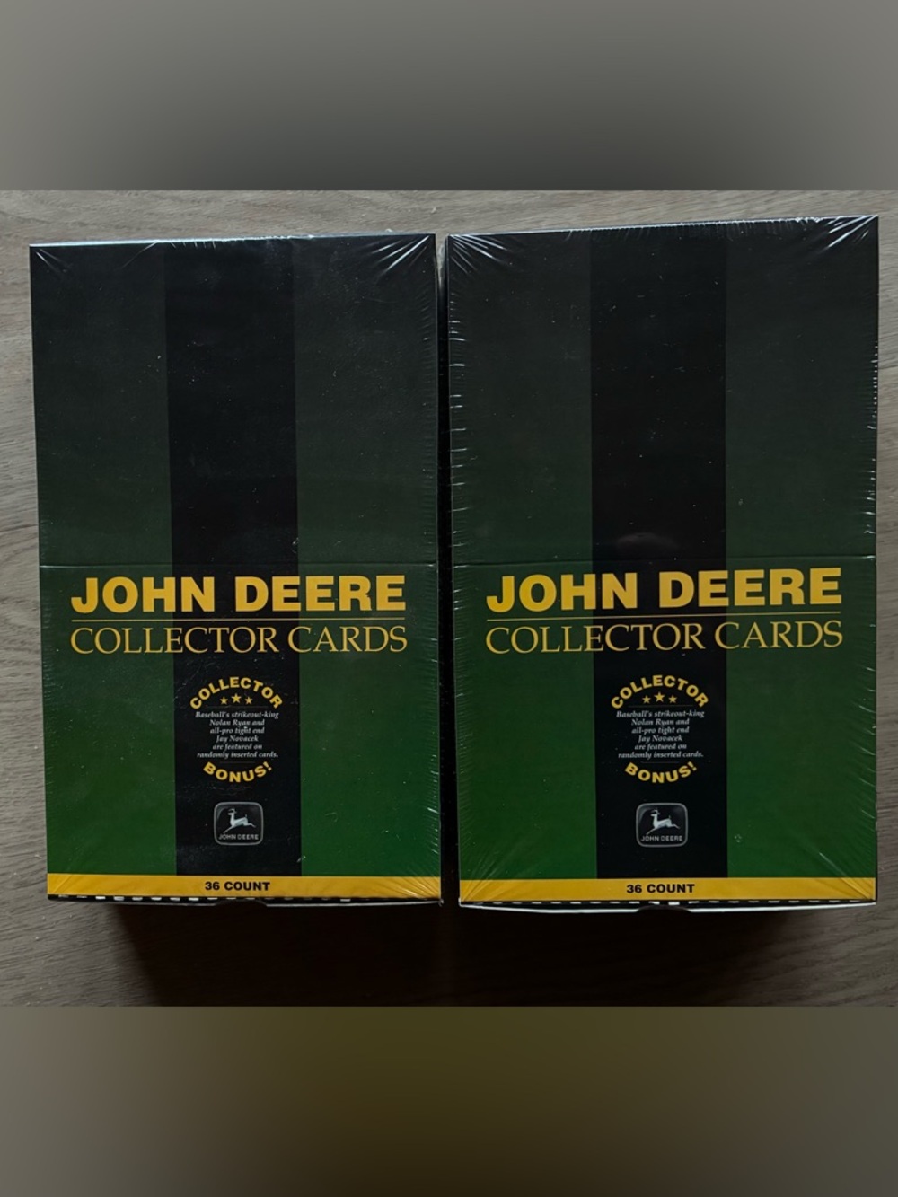 John Deere Green and Yellow Collector Card Box Pair